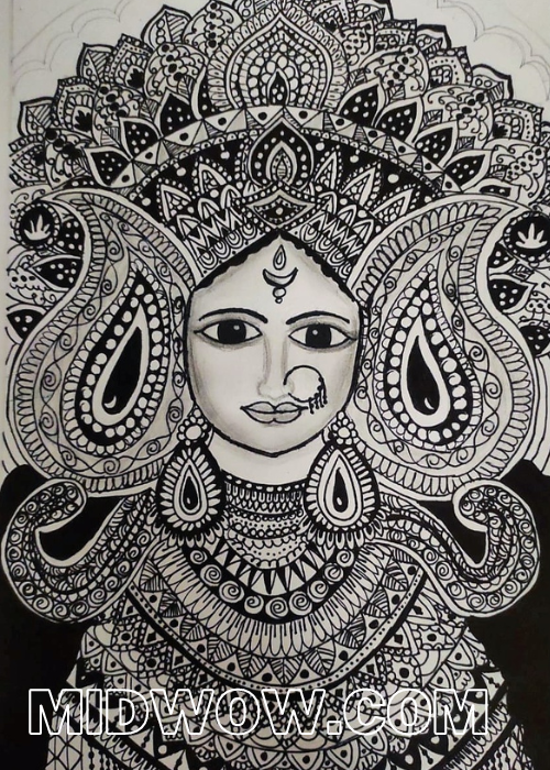 face easy drawing of durga maa (2)