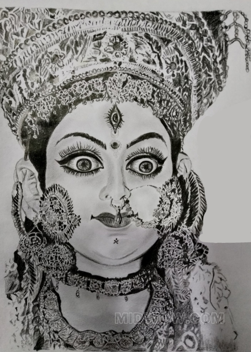 face easy drawing of durga maa (3)