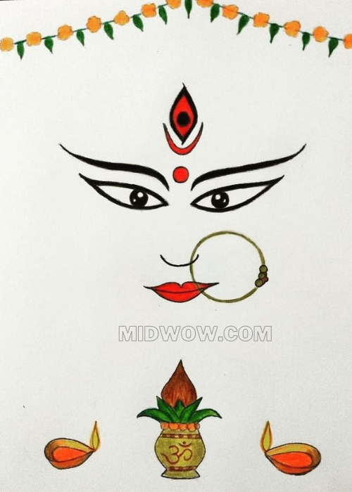 simple easy drawing of durga maa (4)